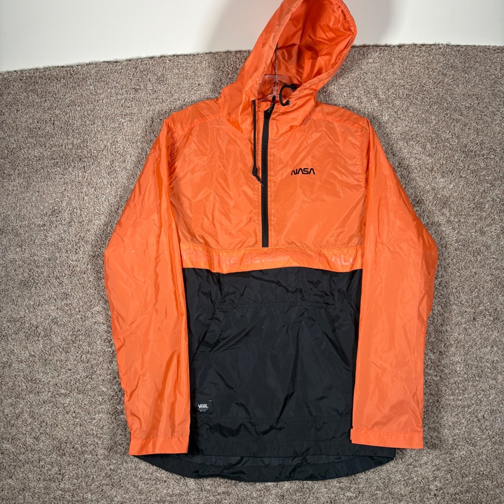 Vans x NASA Space Voyager Anorak Jacket Mens Small Orange Black‎ Half Zip Hooded